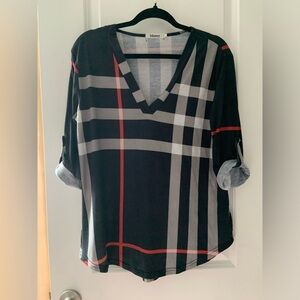Plaid V-neck top
